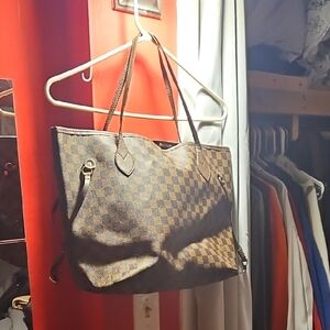 Brown Checkered Tote Bag. Knock off louis